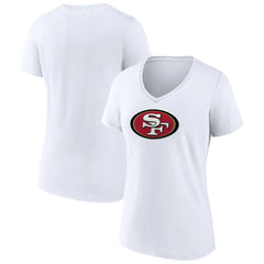 San Francisco 49ers Women's Primary Team Logo V-Neck T-Shirt White | NFL