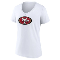 San Francisco 49ers Women's Primary Team Logo V-Neck T-Shirt White | NFL