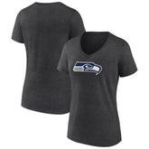 Seattle Seahawks Women's Primary Team Logo V-Neck T-Shirt Charcoal | NFL