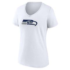 Seattle Seahawks Women's Primary Team Logo V-Neck T-Shirt White | NFL