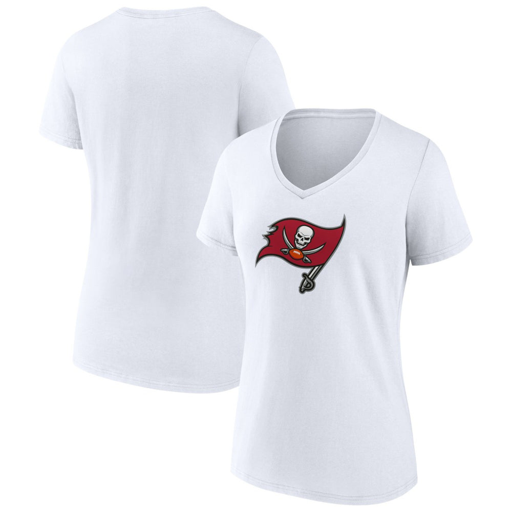 Tampa Bay Buccaneers Women's Primary Team Logo V-Neck T-Shirt White | NFL