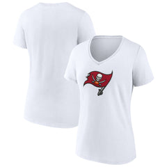 Tampa Bay Buccaneers Women's Primary Team Logo V-Neck T-Shirt White | NFL