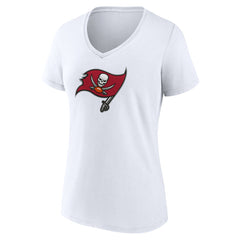 Tampa Bay Buccaneers Women's Primary Team Logo V-Neck T-Shirt White | NFL