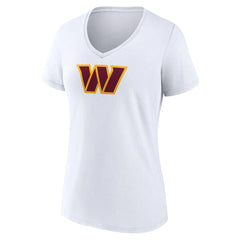 Washington Commanders Women's Primary Team Logo V-Neck T-Shirt White | NFL