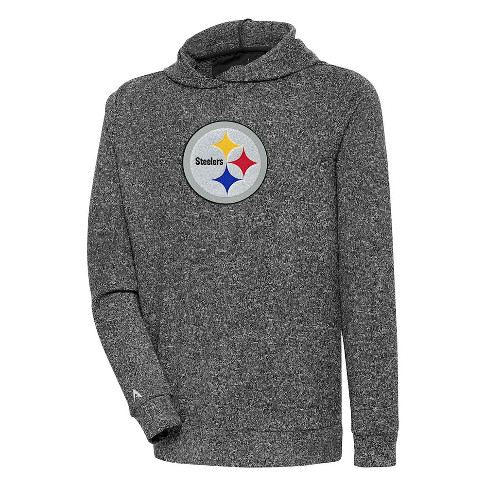 Pittsburgh Steelers Antigua Absolute Chenille Pullover Hoodie Heathered Black | NFL