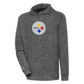 Pittsburgh Steelers Antigua Absolute Chenille Pullover Hoodie Heathered Black | NFL
