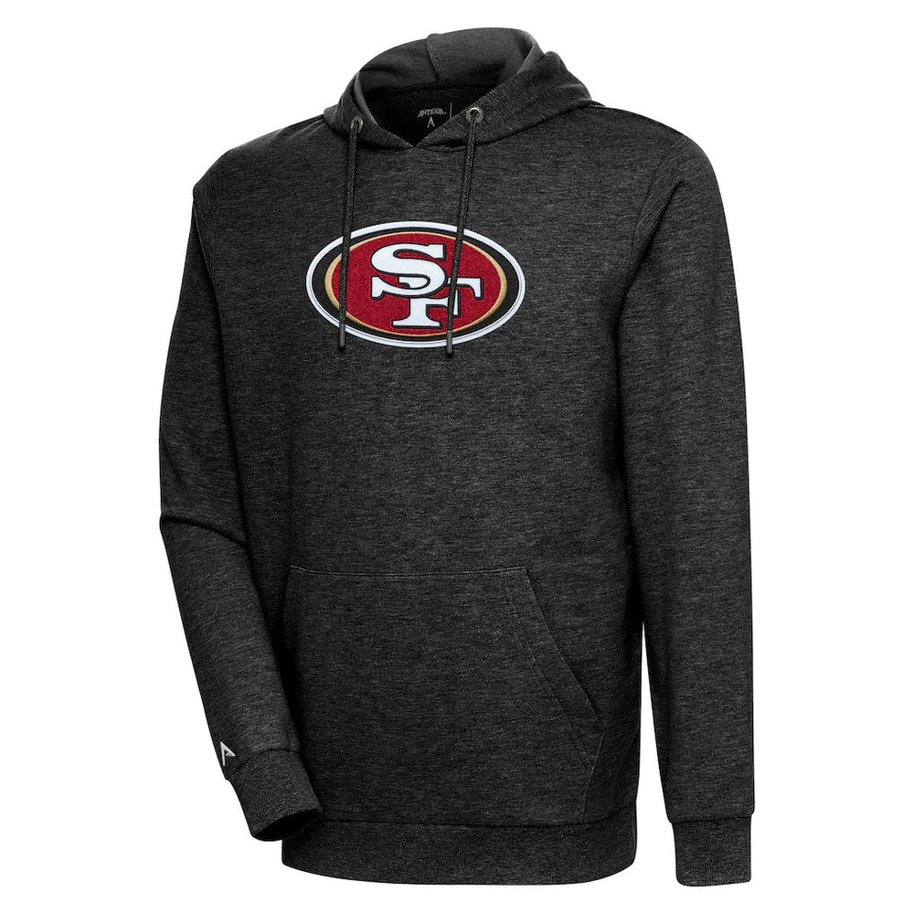 San Francisco 49ers Antigua Action Chenille Pullover Hoodie Heathered Black | NFL