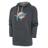 Miami Dolphins Antigua Victory Chenille Pullover Hoodie Charcoal | NFL