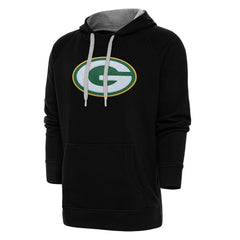 Green Bay Packers Antigua Victory Chenille Pullover Hoodie Black | NFL