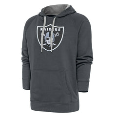 Las Vegas Raiders Antigua Victory Chenille Pullover Hoodie Charcoal | NFL