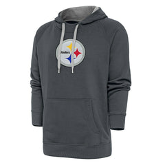 Pittsburgh Steelers Antigua Victory Chenille Pullover Hoodie Charcoal | NFL