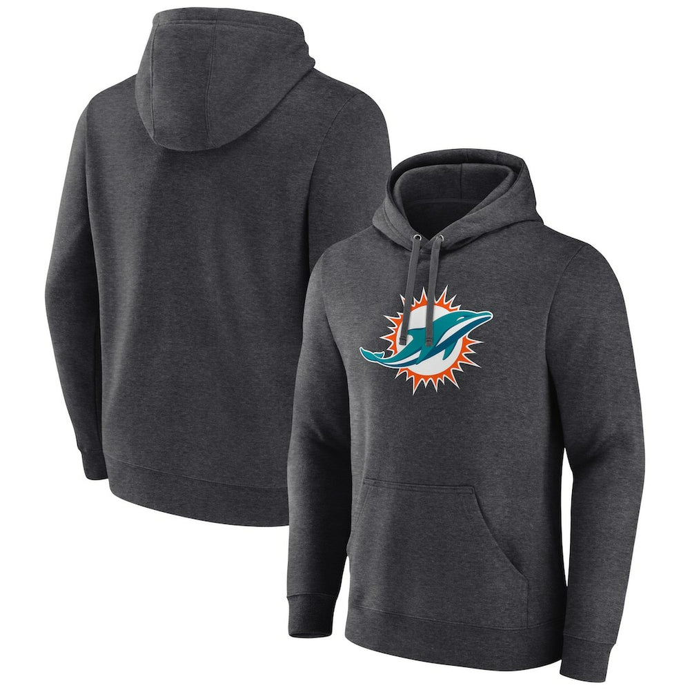 Miami Dolphins Primary Team Logo Fitted Pullover Hoodie Charcoal | NFL