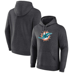 Miami Dolphins Primary Team Logo Fitted Pullover Hoodie Charcoal | NFL