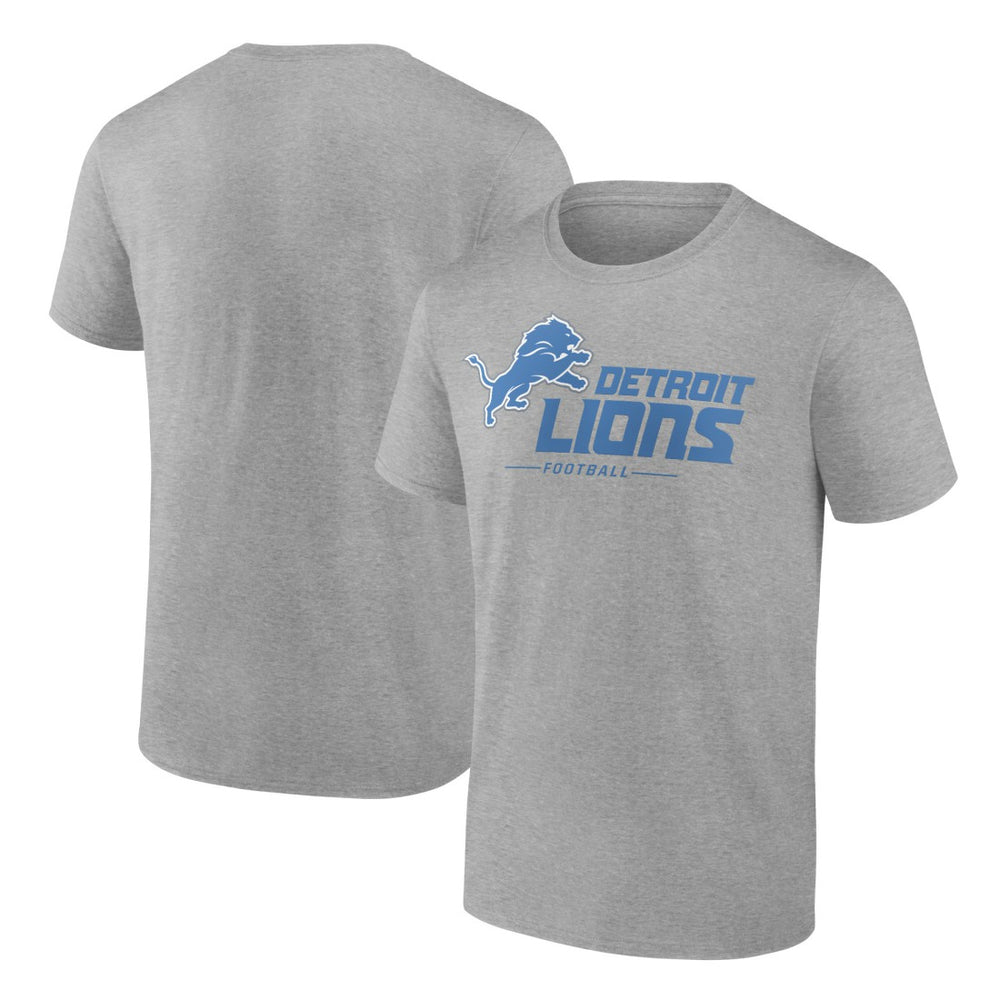 Detroit Lions Logo Team Lockup T-Shirt Heather Gray | NFL