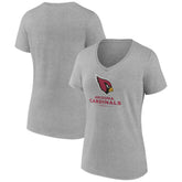 Arizona Cardinals Women's Logo Team Lockup V-Neck T-Shirt Gray | NFL