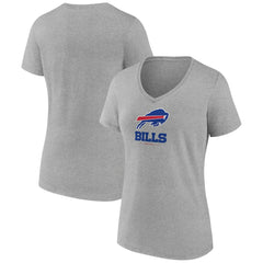 Buffalo Bills Women's Logo Team Lockup V-Neck T-Shirt Gray | NFL