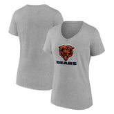 Chicago Bears Women's Logo Team Lockup V-Neck T-Shirt Gray | NFL