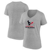 Houston Texans Women's Logo Team Lockup V-Neck T-Shirt Gray | NFL