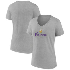 Minnesota Vikings Women's Logo Team Lockup V-Neck T-Shirt Gray | NFL