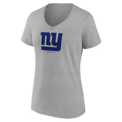 New York Giants Women's Logo Team Lockup V-Neck T-Shirt Gray | NFL