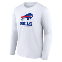 Buffalo Bills Logo Team Lockup Long Sleeve T-Shirt White | NFL