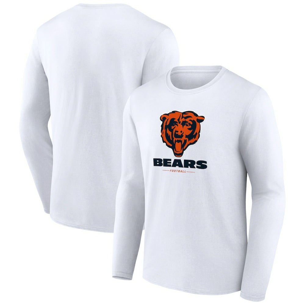 Chicago Bears Logo Team Lockup Long Sleeve T-Shirt White | NFL