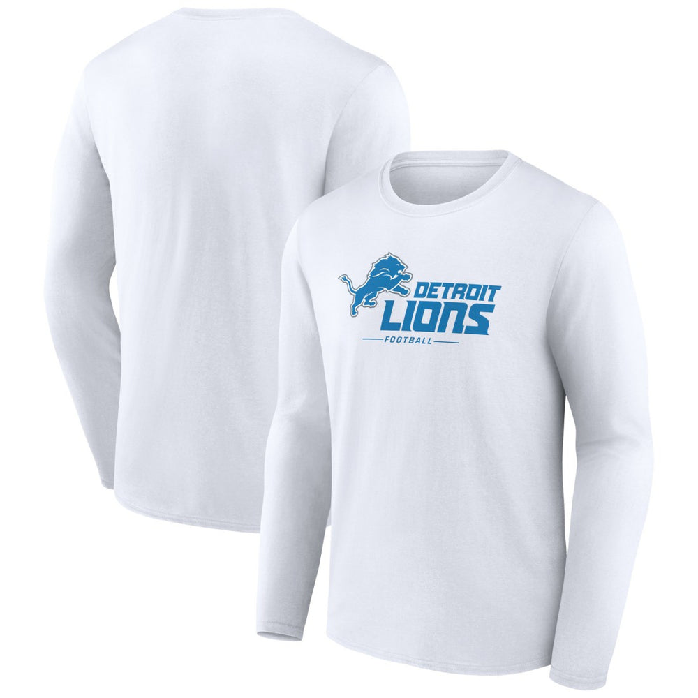 Detroit Lions Logo Team Lockup Long Sleeve T-Shirt White | NFL