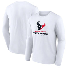 Houston Texans Logo Team Lockup Long Sleeve T-Shirt White | NFL