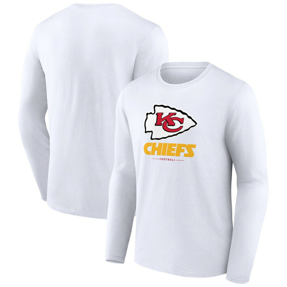 Kansas City Chiefs Logo Team Lockup Long Sleeve T-Shirt White | NFL