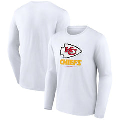 Kansas City Chiefs Logo Team Lockup Long Sleeve T-Shirt White | NFL