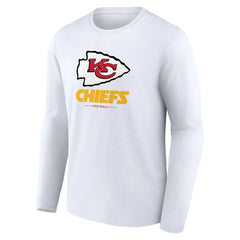 Kansas City Chiefs Logo Team Lockup Long Sleeve T-Shirt White | NFL