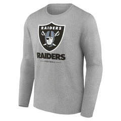 Las Vegas Raiders Logo Team Lockup Long Sleeve T-Shirt Gray | NFL