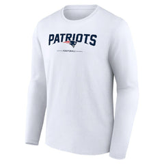 New England Patriots Logo Team Lockup Long Sleeve T-Shirt White | NFL