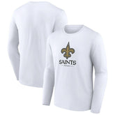 New Orleans Saints Logo Team Lockup Long Sleeve T-Shirt White | NFL