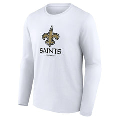 New Orleans Saints Logo Team Lockup Long Sleeve T-Shirt White | NFL