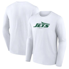 New York Jets Logo Team Lockup Long Sleeve T-Shirt White | NFL