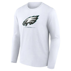 Philadelphia Eagles Logo Team Lockup Long Sleeve T-Shirt White | NFL