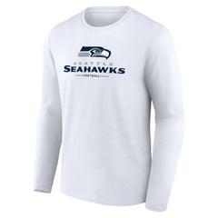Seattle Seahawks Logo Team Lockup Long Sleeve T-Shirt White | NFL