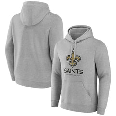 New Orleans Saints Primary Logo Team Lockup Fitted Pullover Hoodie Gray | NFL