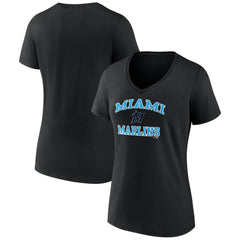 Miami Marlins Women's Heart and Soul V-Neck T-Shirt - MLB