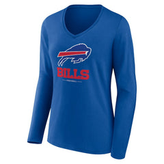 Buffalo Bills Women's Logo Team Lockup Long Sleeve V-Neck T-Shirt Royal | NFL