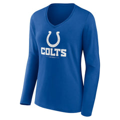 Indianapolis Colts Women's Logo Team Lockup Long Sleeve V-Neck T-Shirt Royal | NFL