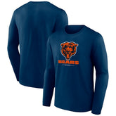 Chicago Bears Logo Team Lockup Long Sleeve T-Shirt Navy | NFL
