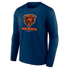 Chicago Bears Logo Team Lockup Long Sleeve T-Shirt Navy | NFL
