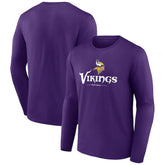 Minnesota Vikings Logo Team Lockup Long Sleeve T-Shirt Purple | NFL