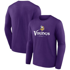 Minnesota Vikings Logo Team Lockup Long Sleeve T-Shirt Purple | NFL