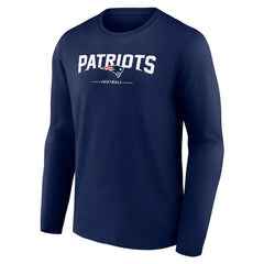 New England Patriots Logo Team Lockup Long Sleeve T-Shirt Navy | NFL