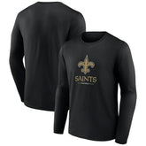New Orleans Saints Logo Team Lockup Long Sleeve T-Shirt Black | NFL