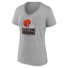 Cleveland Browns Women's Logo Team Lockup V-Neck T-Shirt Gray | NFL