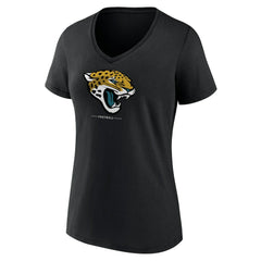 Jacksonville Jaguars Women's Logo Team Lockup V-Neck T-Shirt Black | NFL